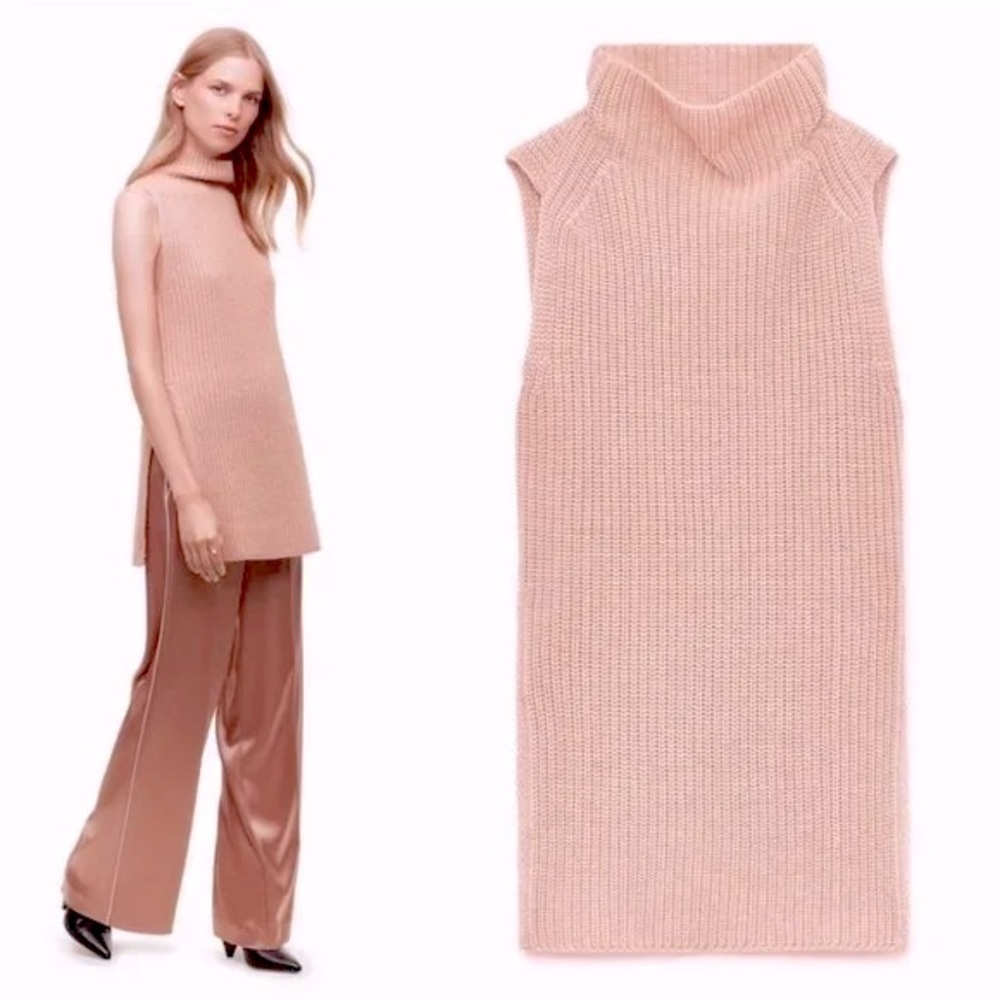 Wilfred Sleeveless Turtleneck Knit Tunic in Blush Pink
